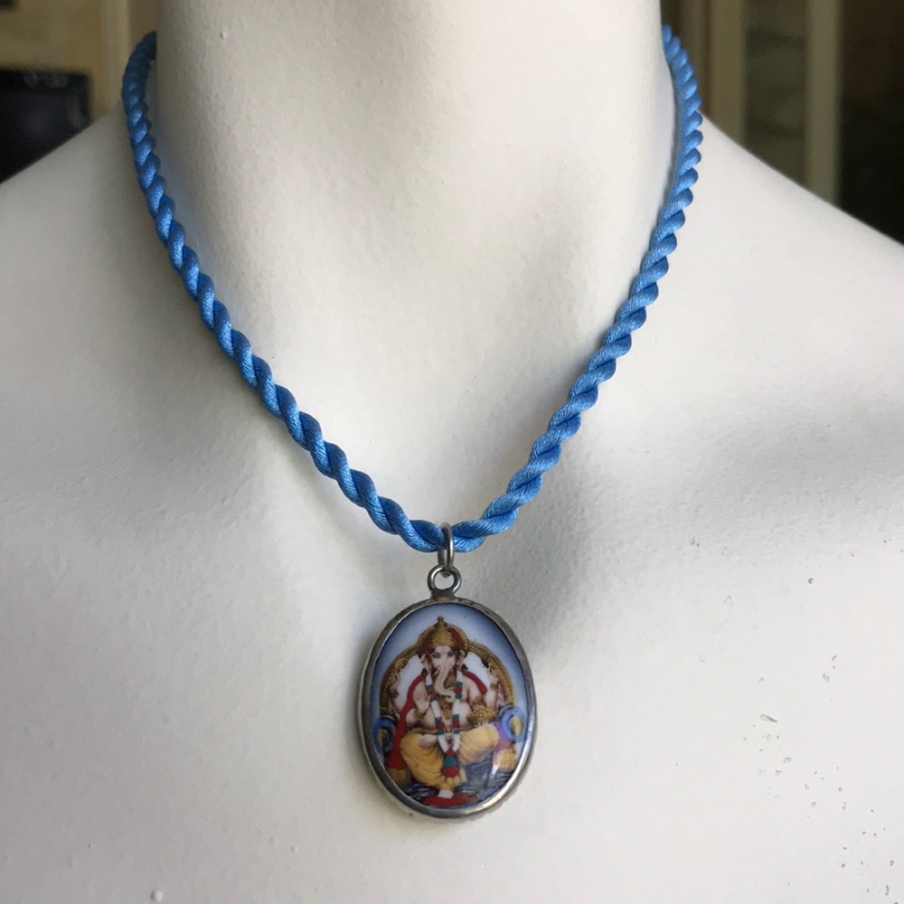 Silver & Enamel GENESH India Hindu Necklace